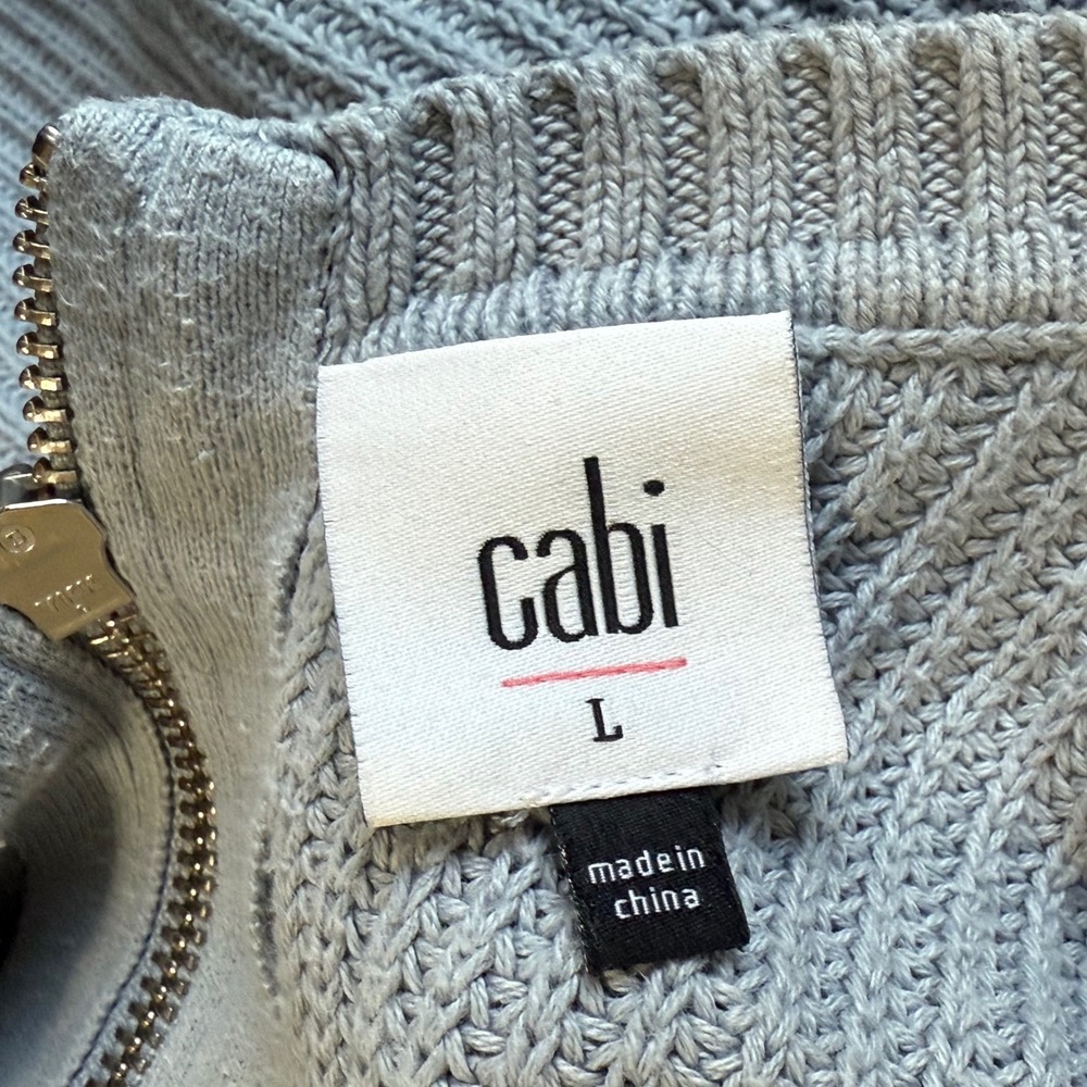 Cabi Fair Plat Sweater 3522 Gray Blue Knit Sweater‎ Large Full Zip Back Pullover - Picture 4 of 7